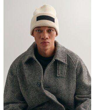 GANT geribde beanie creme