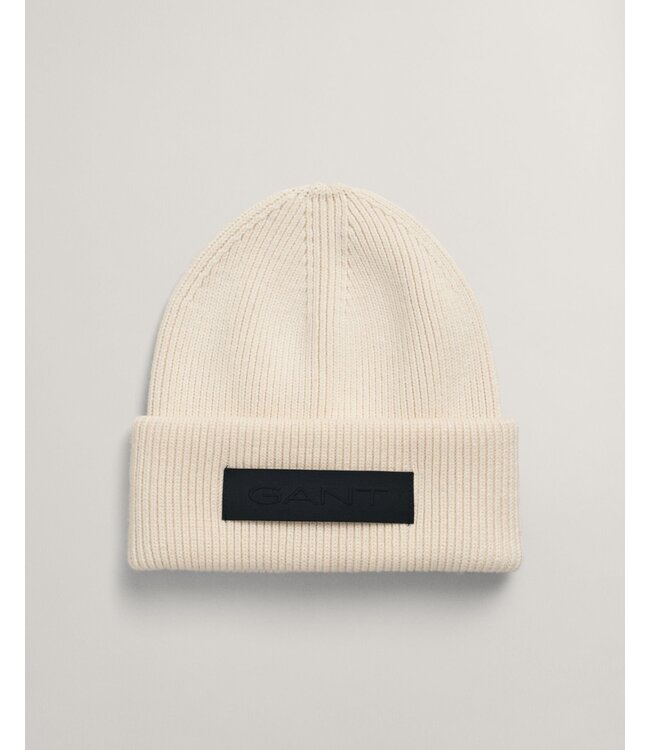 geribde beanie creme