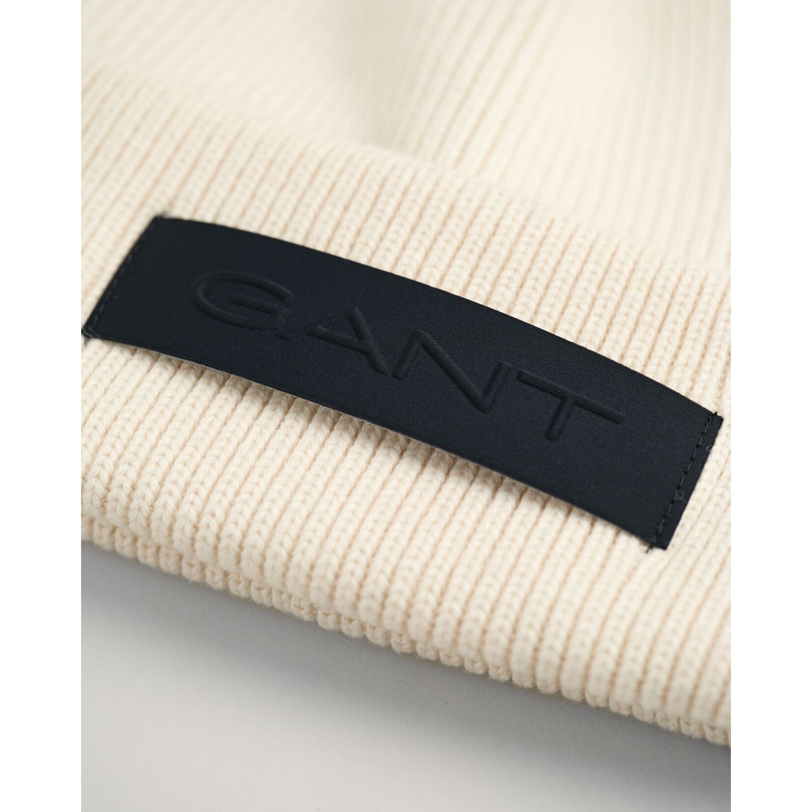 GANT geribde beanie creme