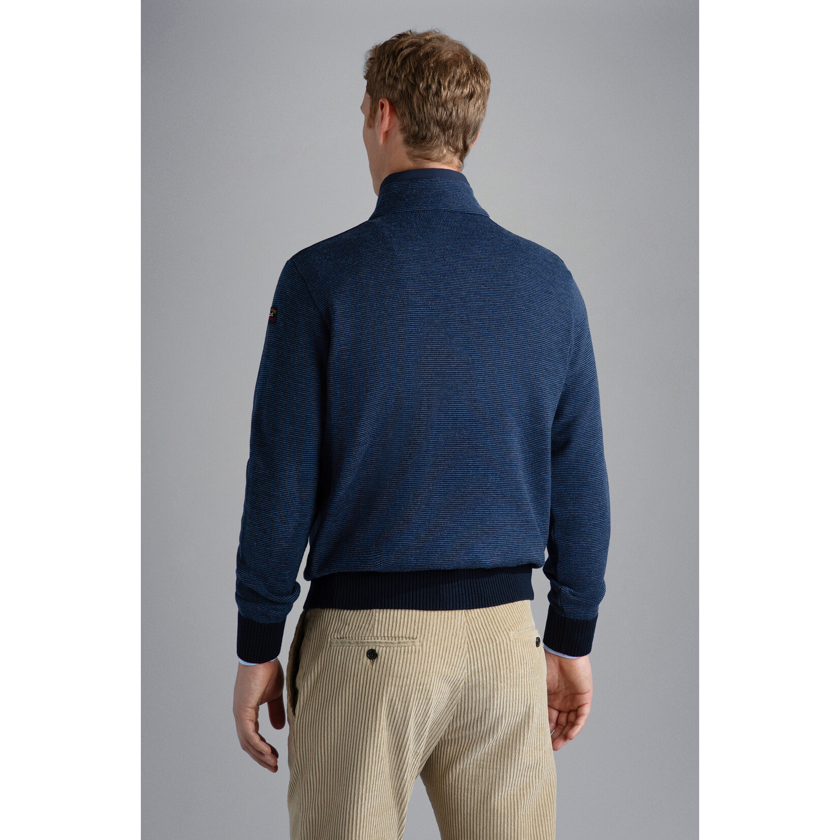 Paul & Shark merino wollen zip trui rafblauw