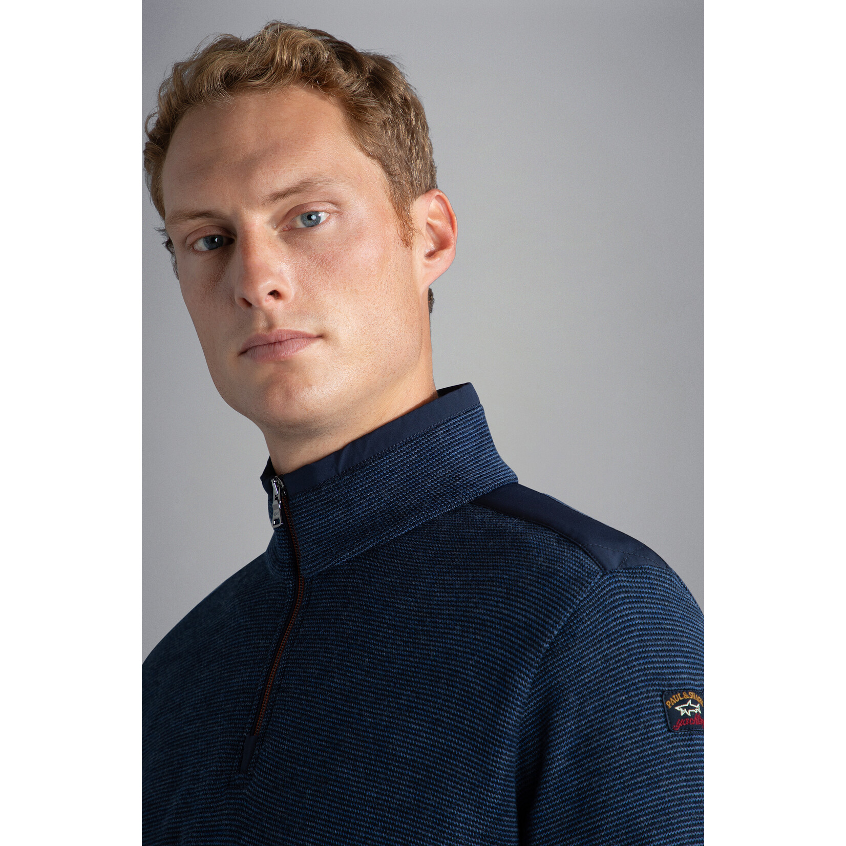 Paul & Shark merino wollen zip trui rafblauw