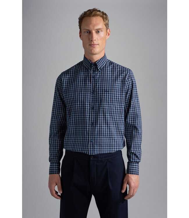 regular fit overhemd marine ruit