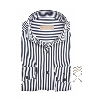 John Miller slim fit overhemd marine streep