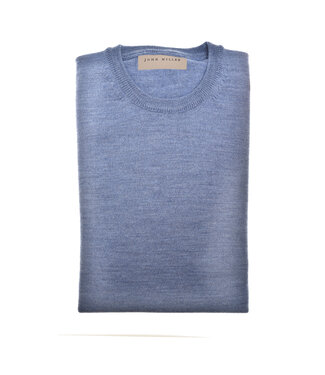 John Miller merino willen ronde hals trui blauw
