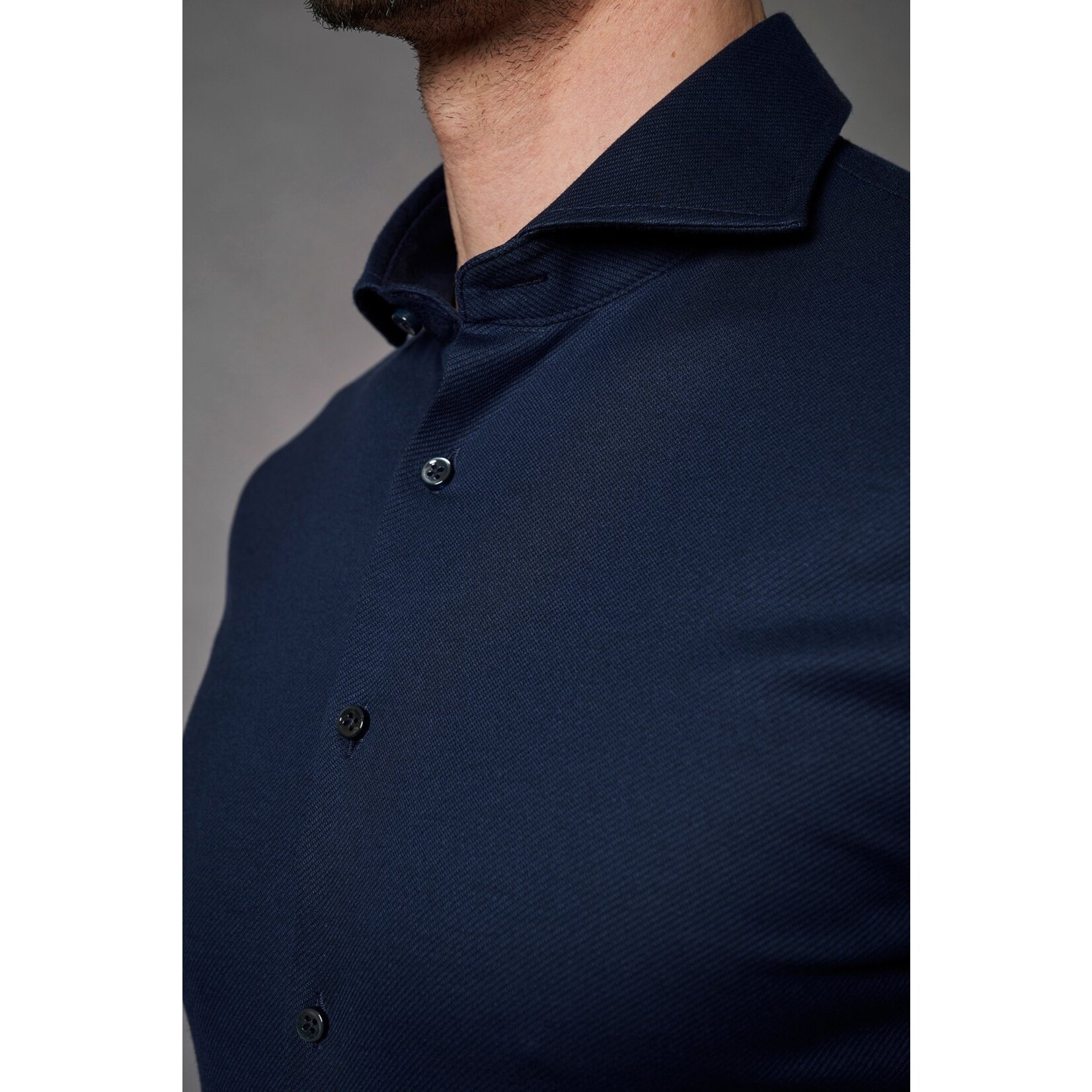 Desoto Luxury jersey overhemd marine twill