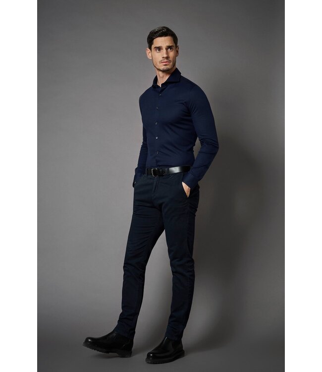 jersey overhemd marine twill