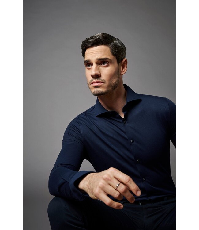 jersey overhemd marine twill