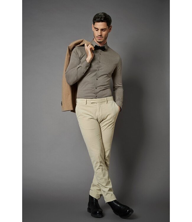 jersey overhemd beige twill