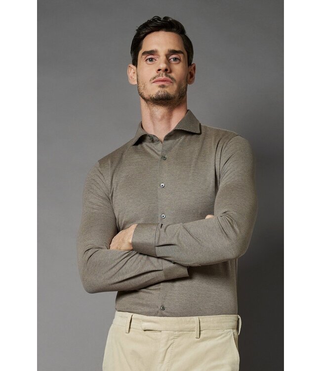 jersey overhemd beige twill