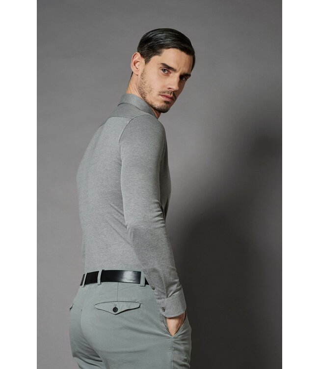 jersey overhemd grijs twill