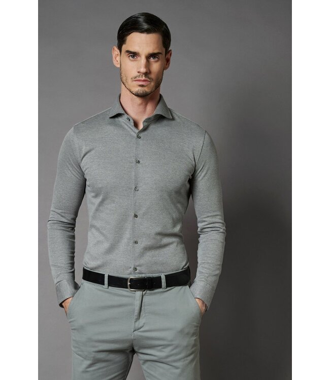 jersey overhemd grijs twill