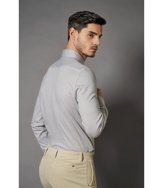 jersey overhemd pied-de-poule grijs