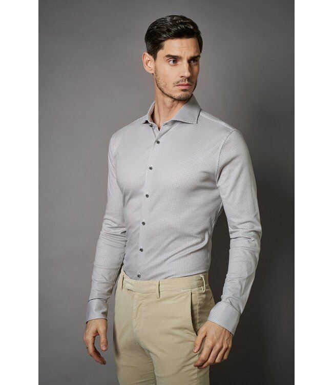 jersey overhemd pied-de-poule grijs