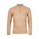 Thomas Maine cashmere trui met korte rits camel