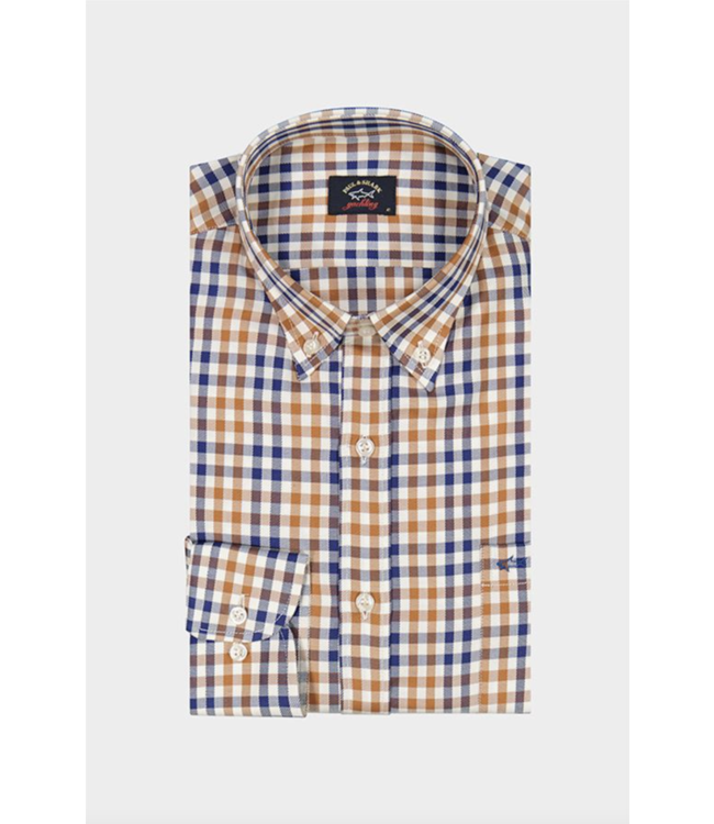 regular fit overhemd blauw ruit