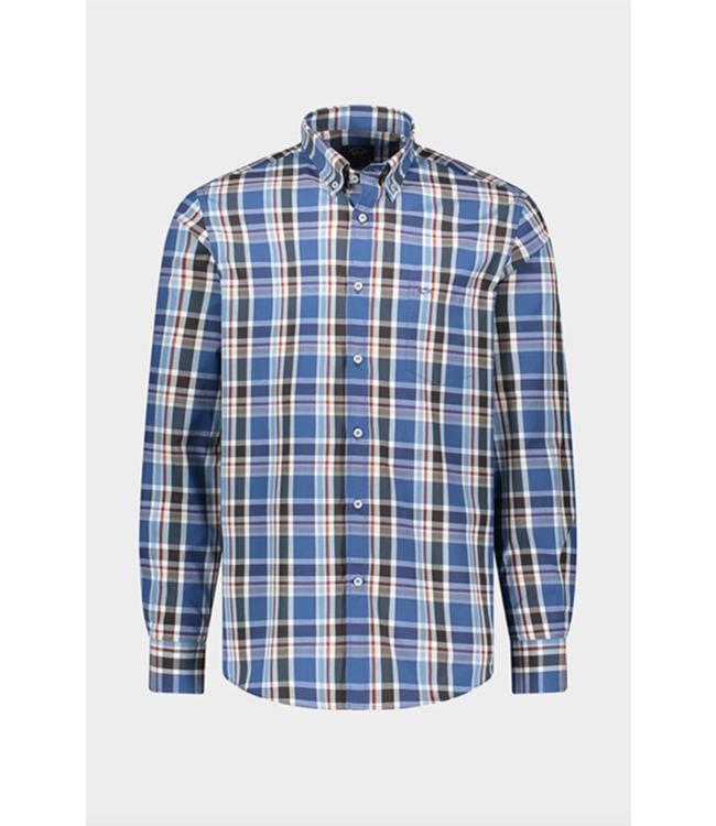 regular fit overhemd blauw ruit