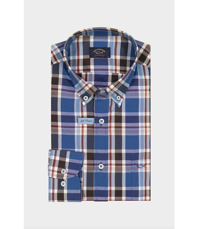 regular fit overhemd blauw ruit