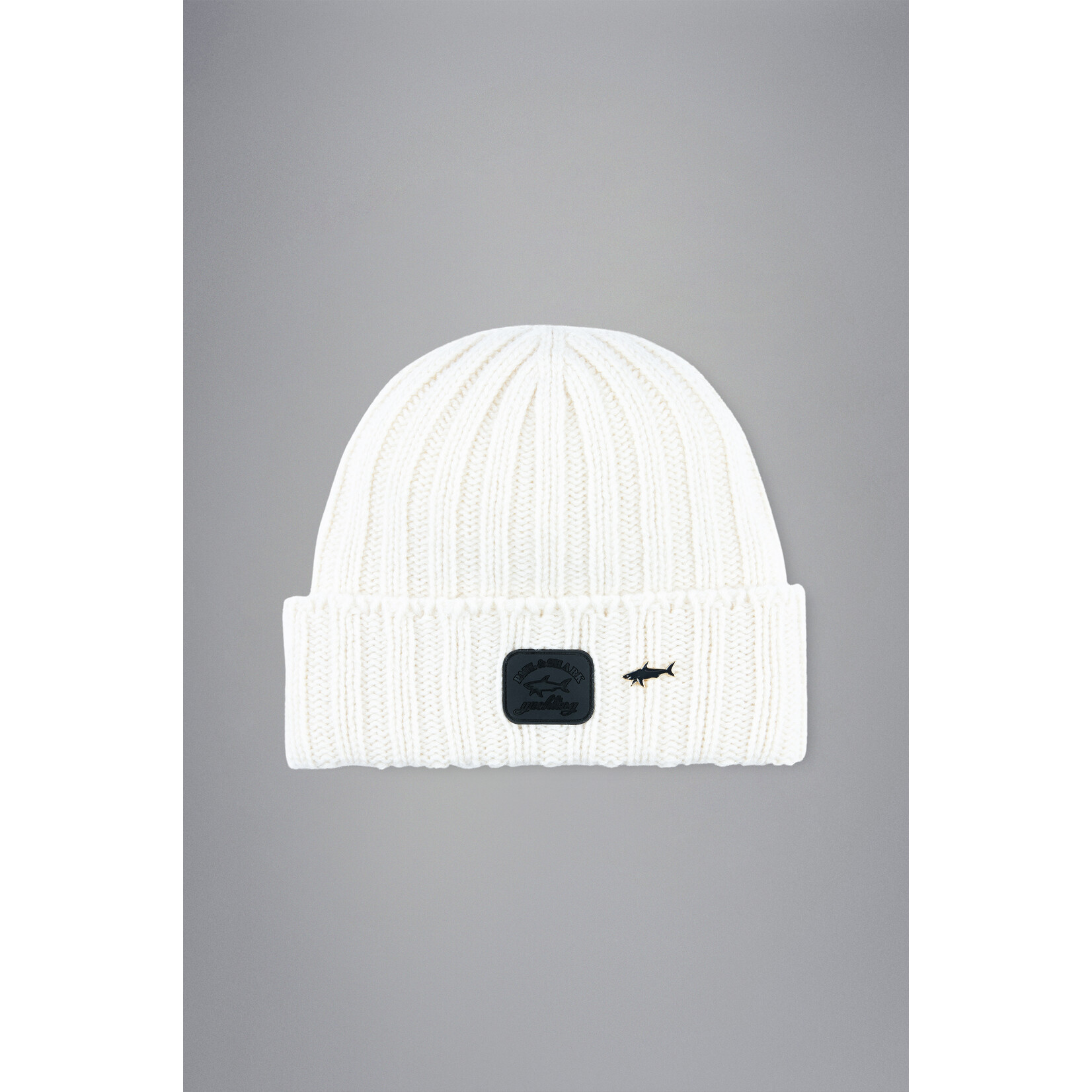 Paul & Shark wollen geribde beanie ecru