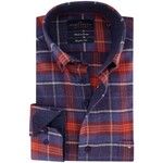 Portofino regular fit flanel overhemd rood ruit