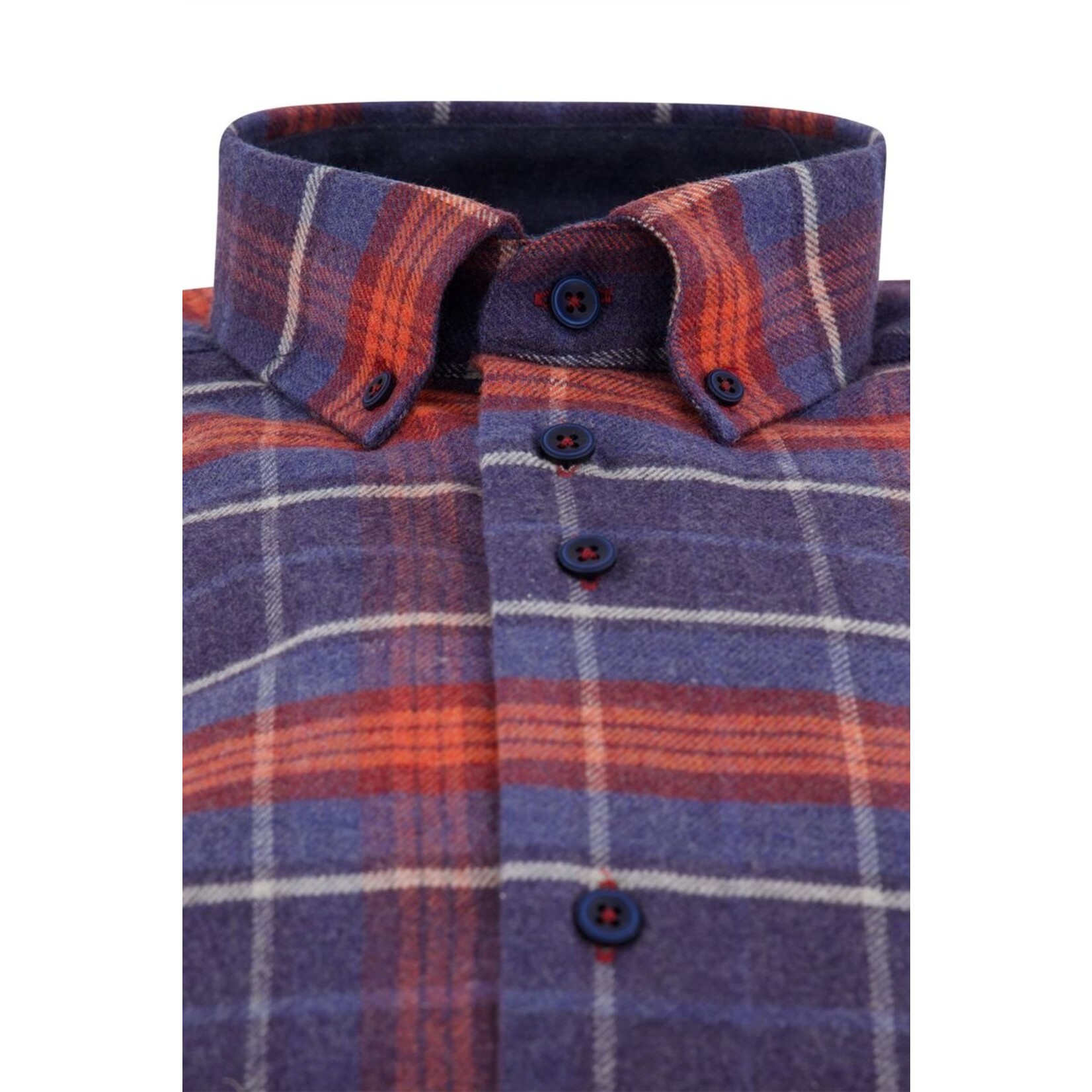 Portofino regular fit flanel overhemd rood ruit