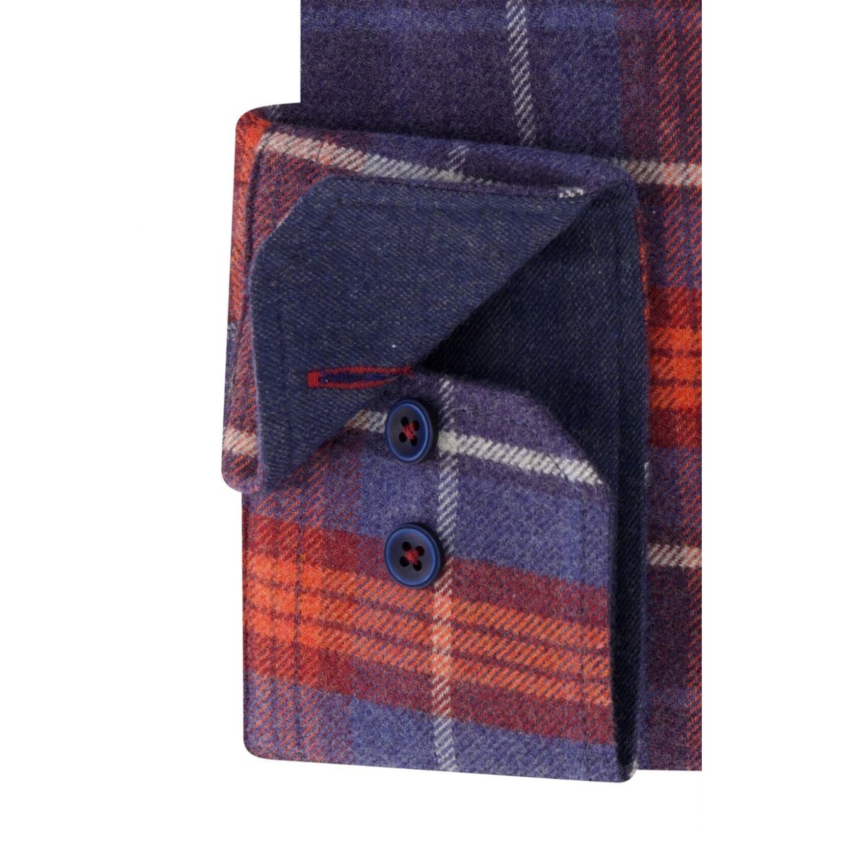 Portofino regular fit flanel overhemd rood ruit