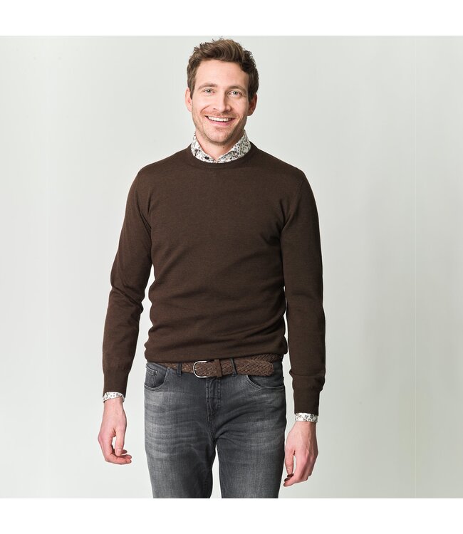 wollen crew neck pullover bruin