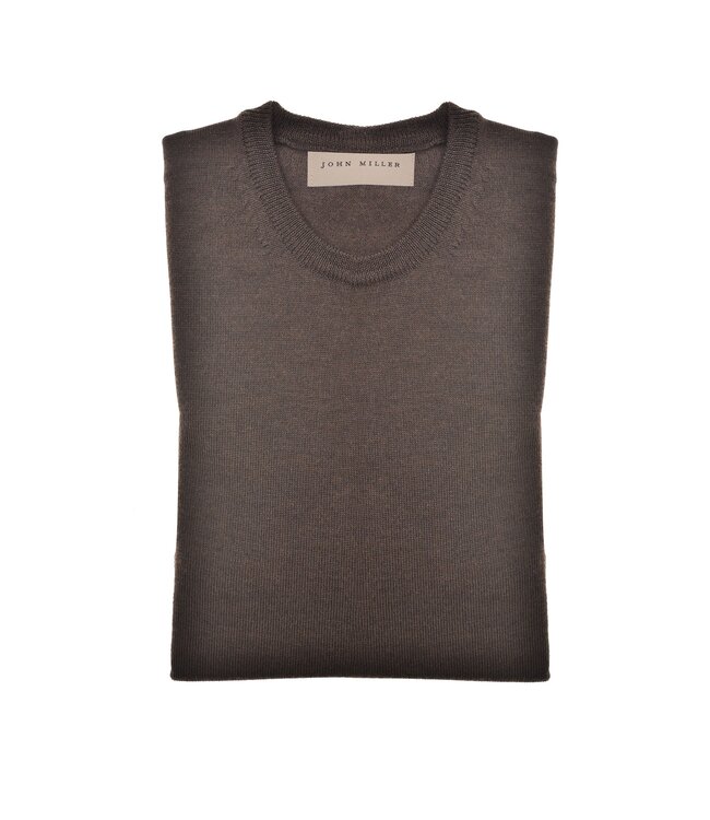 wollen crew neck pullover bruin