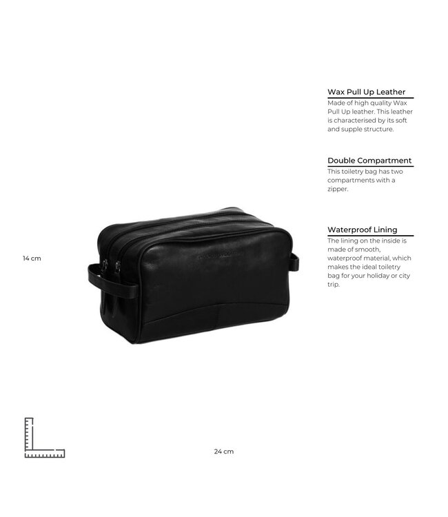 leren toilettas Stacey zwart