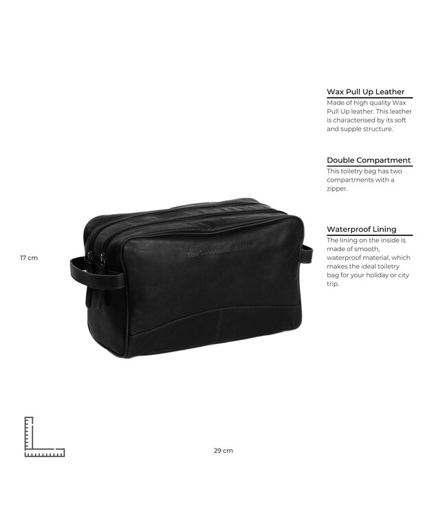 leren toilettas Stefan zwart