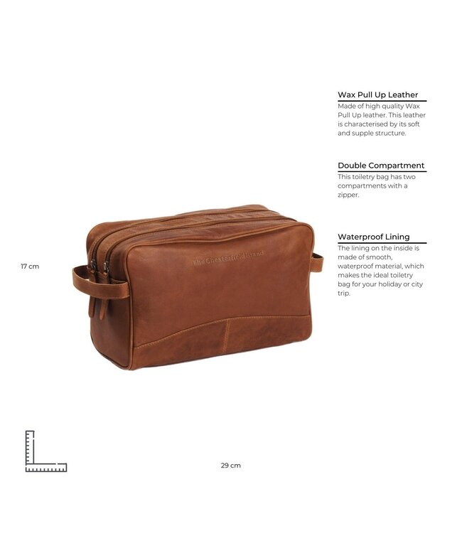 leren toilettas Stefan cognac