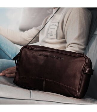 Chesterfield leren toilettas Stefan bruin