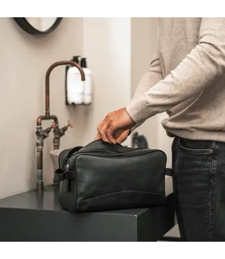 Chesterfield leren toilettas Stefan zwart