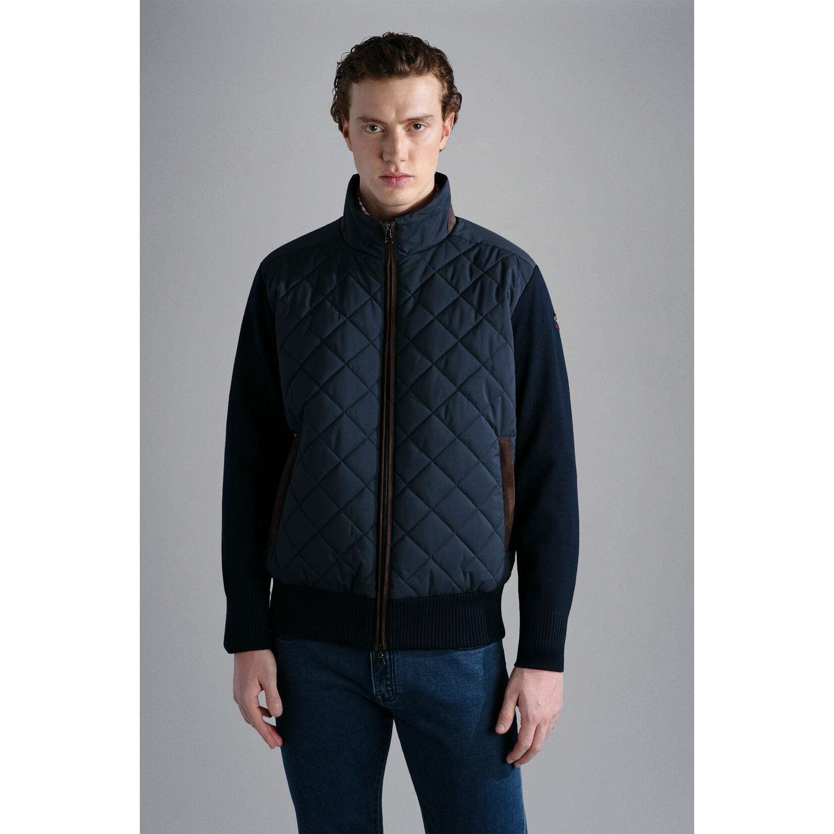 Paul & Shark wollen hybride vest Typhoon details marine