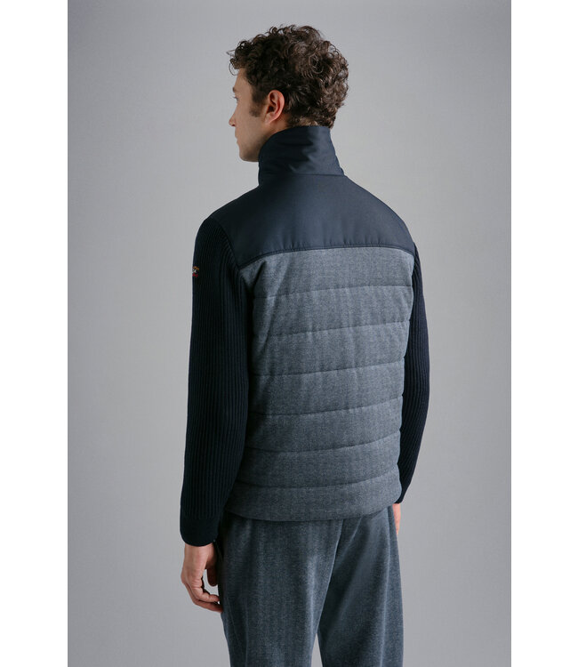 wollen hybride vest met imitatiebond marine