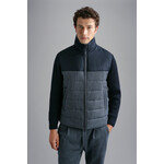 Paul & Shark wollen hybride vest met imitatiebond marine