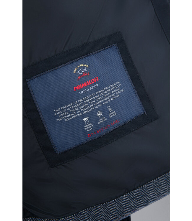 wollen hybride vest met imitatiebond marine