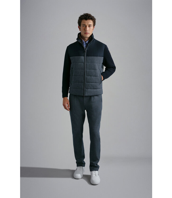 wollen hybride vest met imitatiebond marine