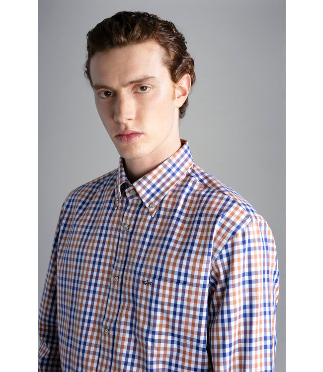 regular fit overhemd blauw ruit