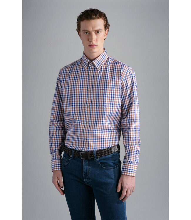 regular fit overhemd blauw ruit