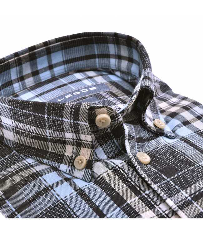 modern fit flanel overhemd ruit marine