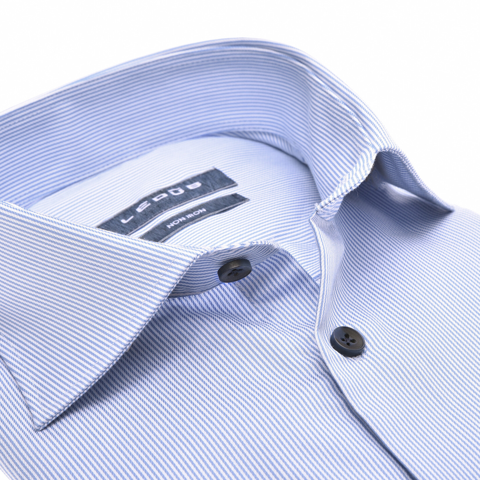 Ledûb modern fit overhemd lichtblauw streepje