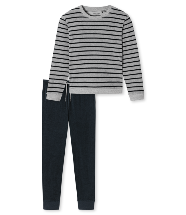 badstof pyjama grijs melange