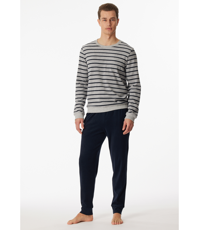 badstof pyjama grijs melange