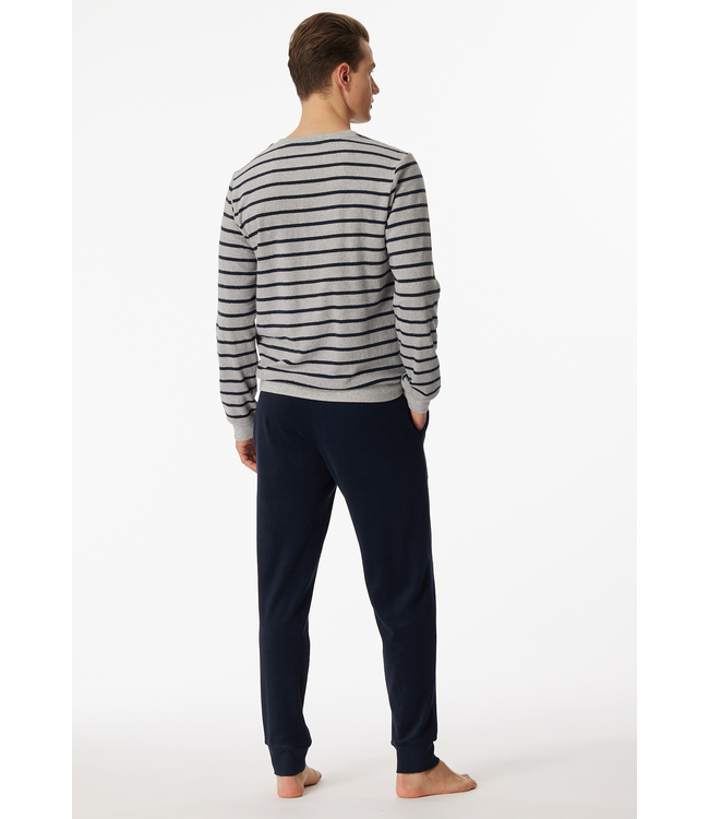 badstof pyjama grijs melange