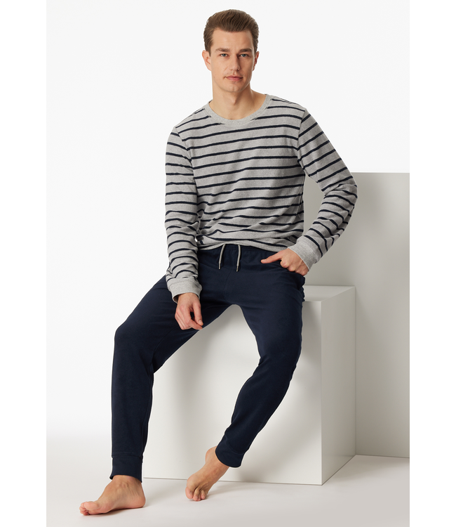 badstof pyjama grijs melange