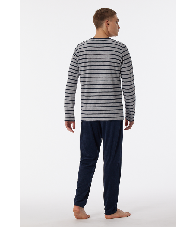 badstof pyjama grijs streep