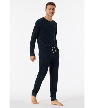 Schiesser corduroy pyjama nachtblauw