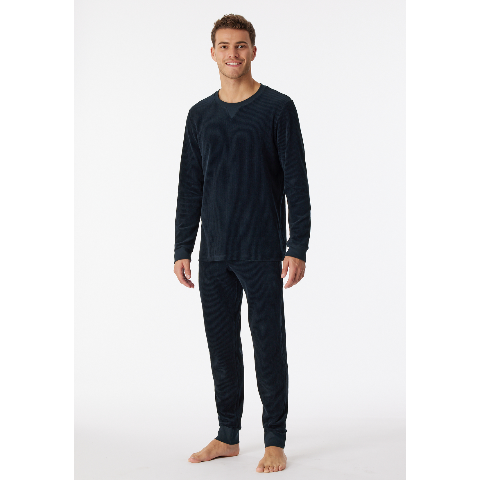 Schiesser corduroy pyjama nachtblauw