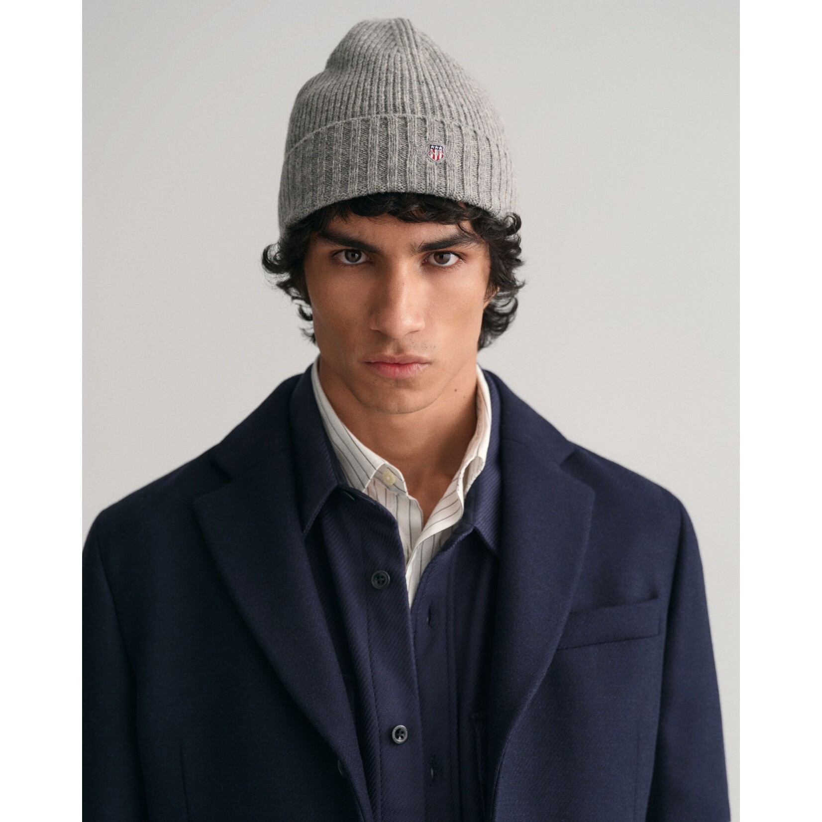 GANT wollen shield beanie grijs