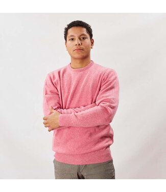 lamswollen ronde hals trui roze